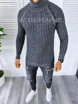 Pulover barbati gros slim fit gri T3712 110-3 U6-2