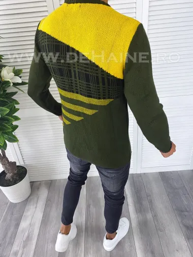 Pulover barbati gros kaki slim fit T3625 U3/W10-1.2