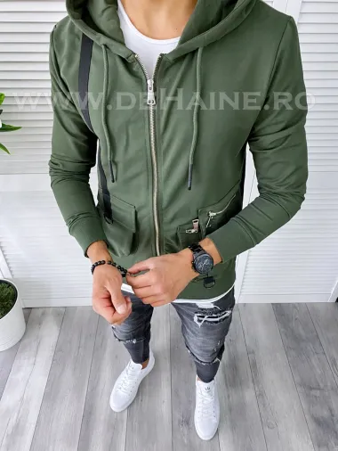 Hanorac barbati slim fit kaki 2692 D3-2.3