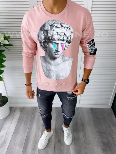 Bluza barbati roz slim fit K404 16-2