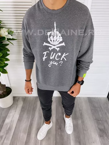 Bluza barbati slim fit gri cu imprimeu K203 i3-3