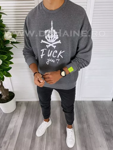 Bluza barbati slim fit gri cu imprimeu K203 i3-3