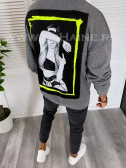 Bluza barbati slim fit gri cu imprimeu K203 i3-3