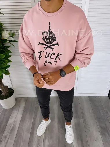 Bluza barbati slim fit roz cu imprimeu K203 N7-3.2