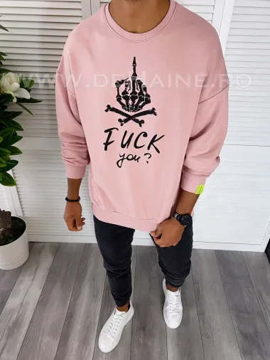 Bluza barbati slim fit roz cu imprimeu K203 N7-3.2