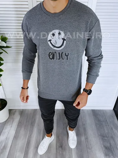 Hanorac barbati gri cu imprimeu pe spate K379 O3-6.3