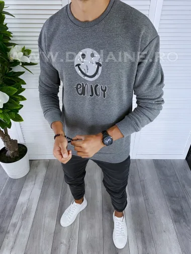 Hanorac barbati gri cu imprimeu pe spate K379 O3-6.3