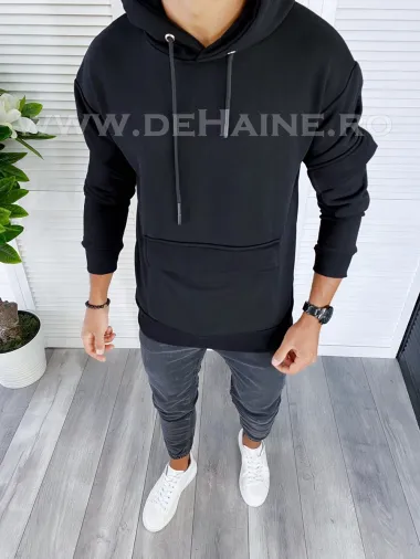 Hanorac barbati slim fit negru cu imprimeu pe spate K386 14-5