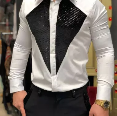 Camasa barbati alba slim fit pentru evenimente B6128 11/12-1