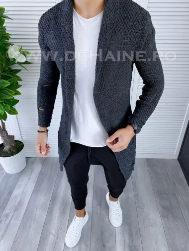 Cardigan barbati gri inchis slim fit ZR T3557 K1-4
