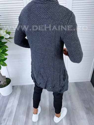 Cardigan barbati gri inchis slim fit ZR T3557 K1-4