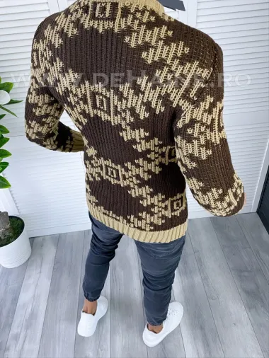 Pulover barbati gros slim fit maro T3623 S3-3