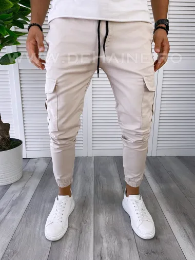 Pantaloni barbati bej casual CU MIC DEFECT B6050 O3-4.1
