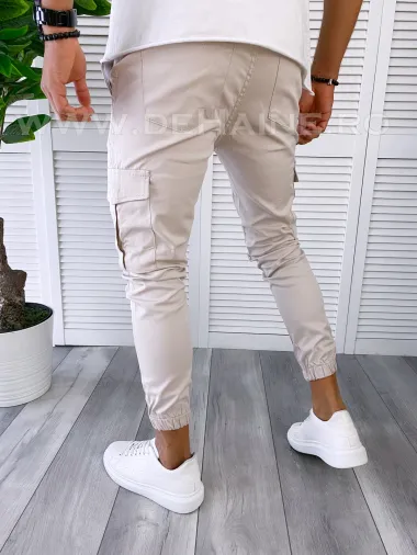 Pantaloni barbati bej casual CU MIC DEFECT B6050 O3-4.1