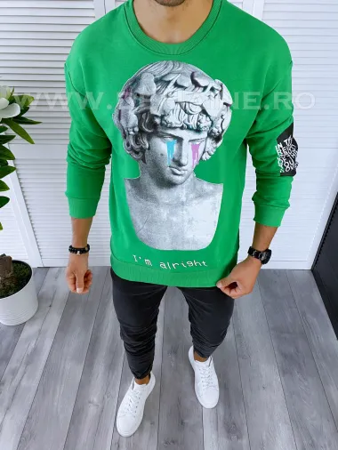 Bluza barbati verde slim fit K404 19-3.1