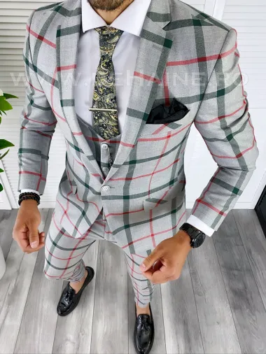 Costum barbati slim fit (PANTALONI + VESTA) 5363 D3-3.4