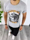 Tricou barbati gri cu imprimeu slim fit B5369 N5-3.1