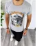 Tricou barbati gri cu imprimeu slim fit B5369 N5-3.1