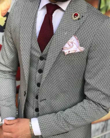 Costum barbati gri slim fit B7688 P18-3.3