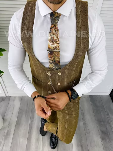 Compleu barbati Vesta + Pantaloni mustar B5517 47-2* U2-1