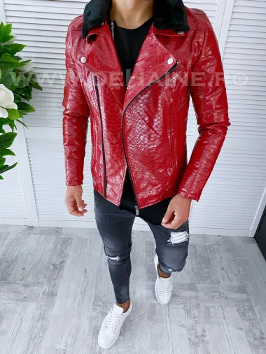 Geaca barbati rosie piele ecologica B2802 58-4