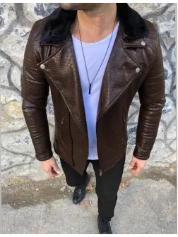 Geaca barbati maro piele ecologica B2847 58-4