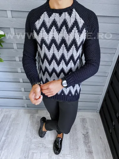 Pulover barbati gros slim fit bleumarin T3613 12-6