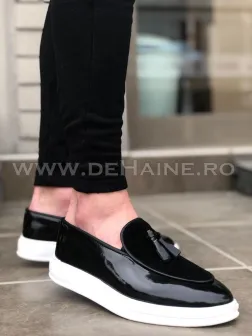 Mocasini barbati negri cu ciucuri cu defect R2187 T13-2