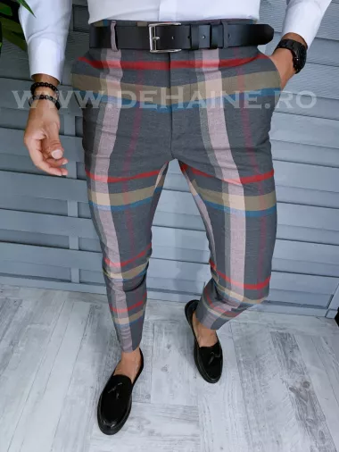 Pantaloni barbati eleganti in carouri gri B1563 B5-4.2 / 65-2 E~