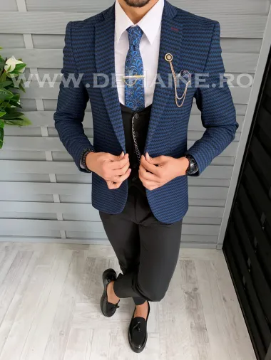 Sacou barbati bleumarin slim fit B1532 P19-4.2
