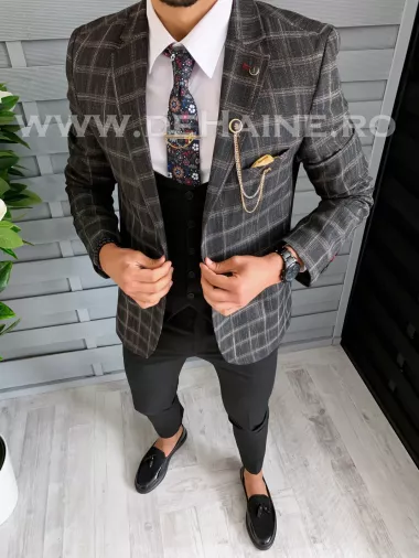 Sacou barbati in carouri slim fit B1537 P20-3.1