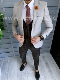 Sacou barbati bej slim fit A3764 O2-2.3