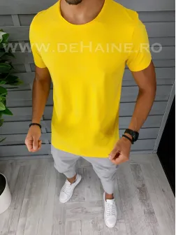 Tricou barbati galben slim fit DEFB1386 cu mic defect P19-1.2