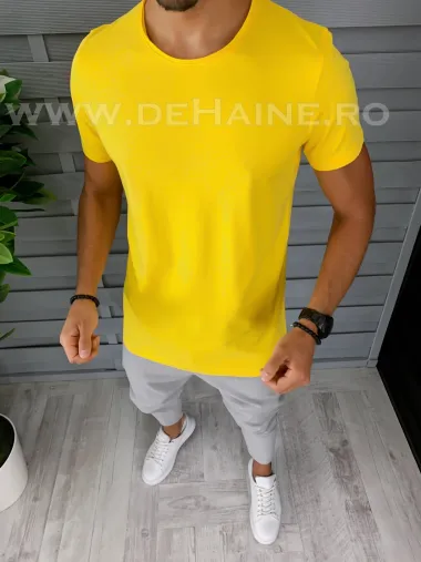 Tricou barbati galben slim fit DEFB1386 cu mic defect P19-1.2