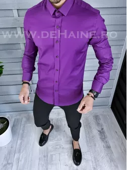 Camasa barbati mov slim fit cu butoni B1357 2-3