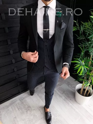 Sacou barbati negru slim fit ZR A4042 E 98-5 ~ Sacou barbati negru slim fit ZR A4042 E 98-5 ~