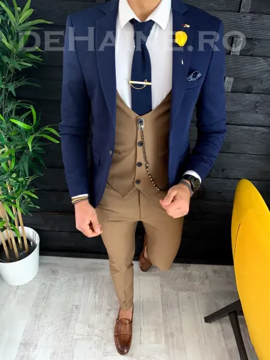 Sacou barbati bleumarin slim fit ZR A3911 U3