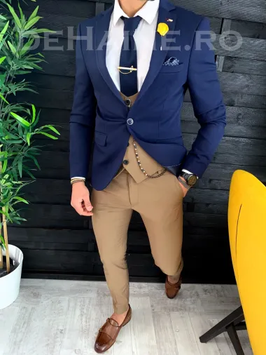 Sacou barbati bleumarin slim fit ZR A3911 U3