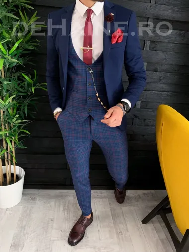 Sacou barbati bleumarin slim fit ZR A3911 U3