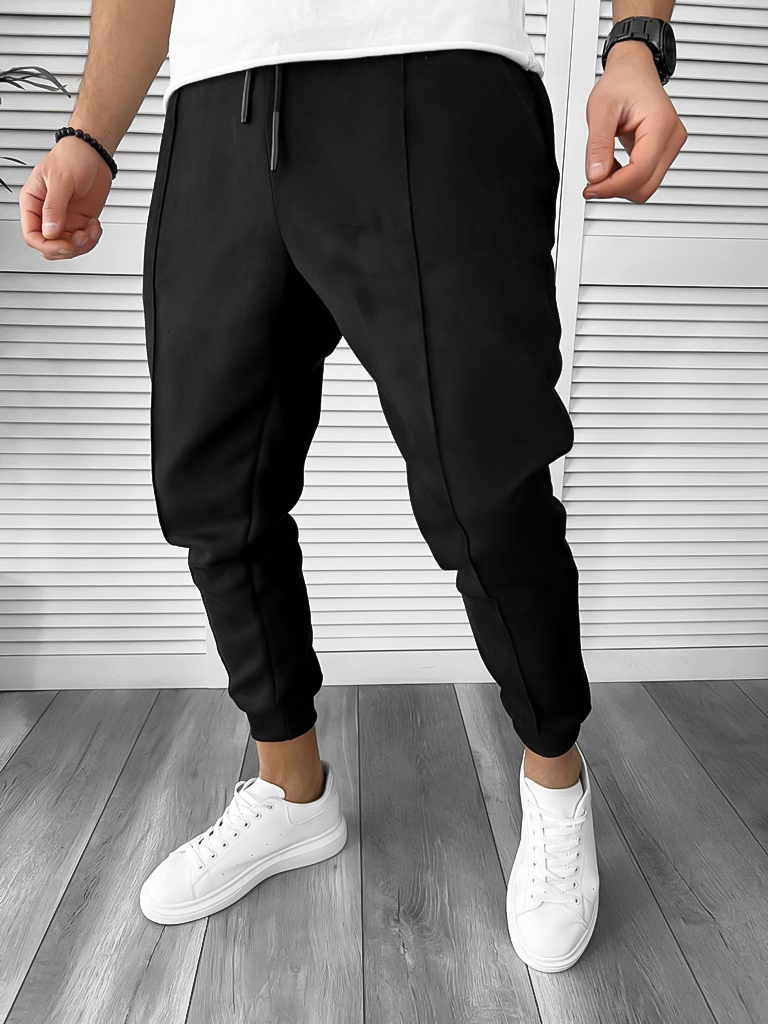 Pantaloni de trening negri conici K024 P20-4.2