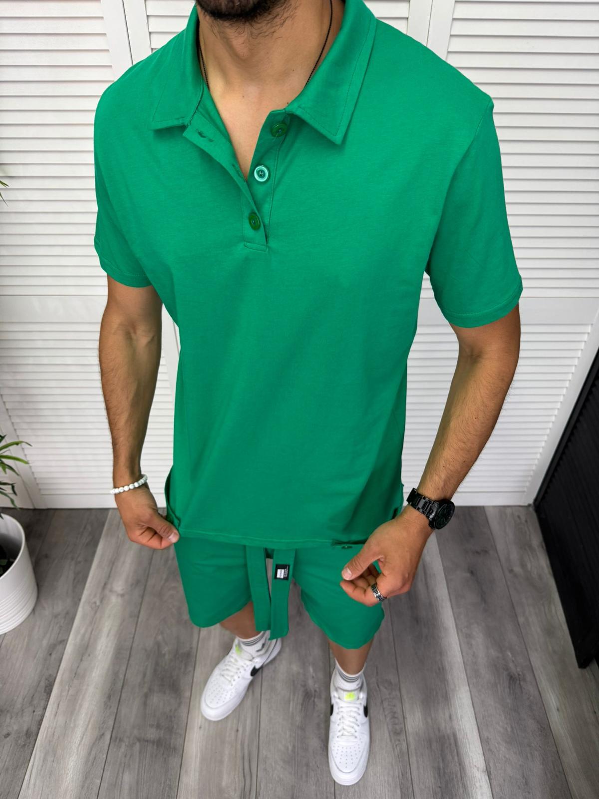 Trening barbati verde pantaloni + tricou 13289 D2-2.3
