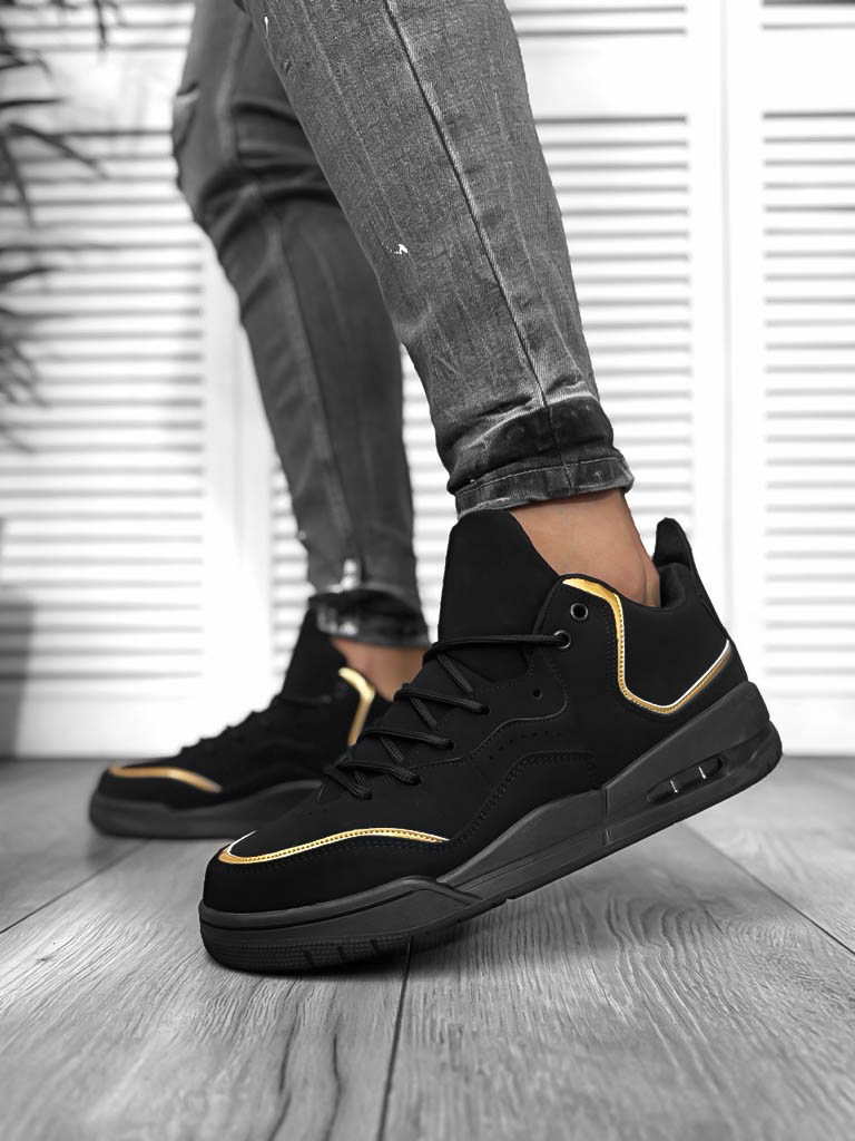 Adidasi barbati casual  negru cu auriu 5919