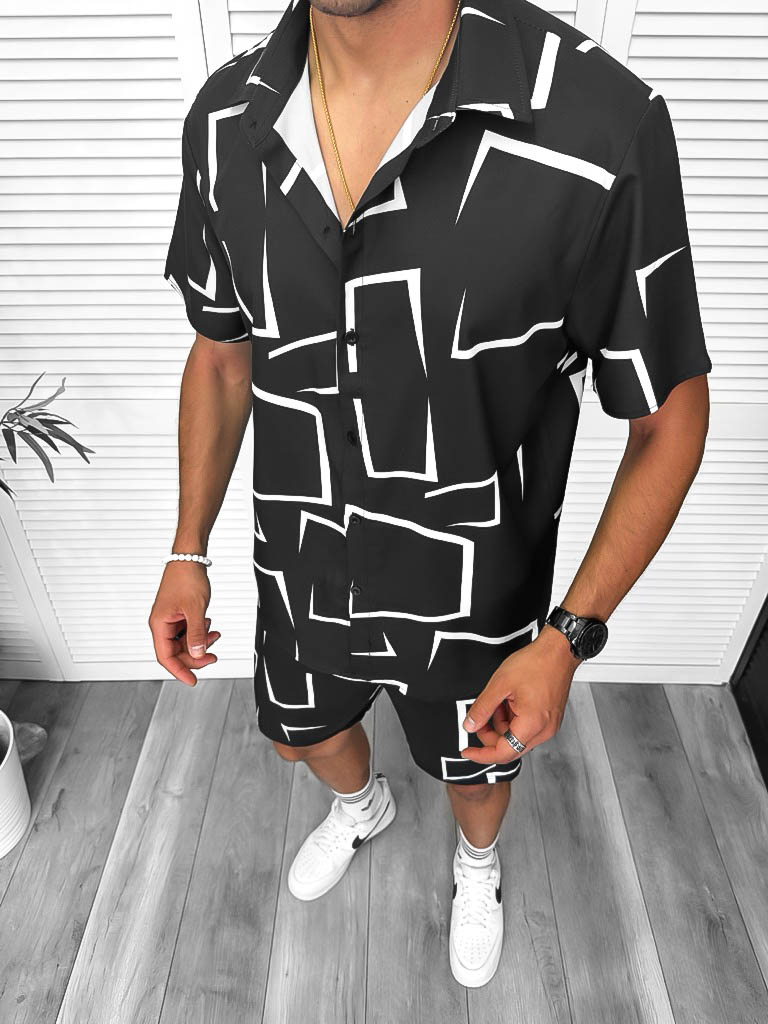 Compleu de vara camasa imprimeu + pantaloni 13273