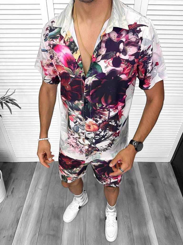 Compleu de vara camasa imprimeu + pantaloni 13274