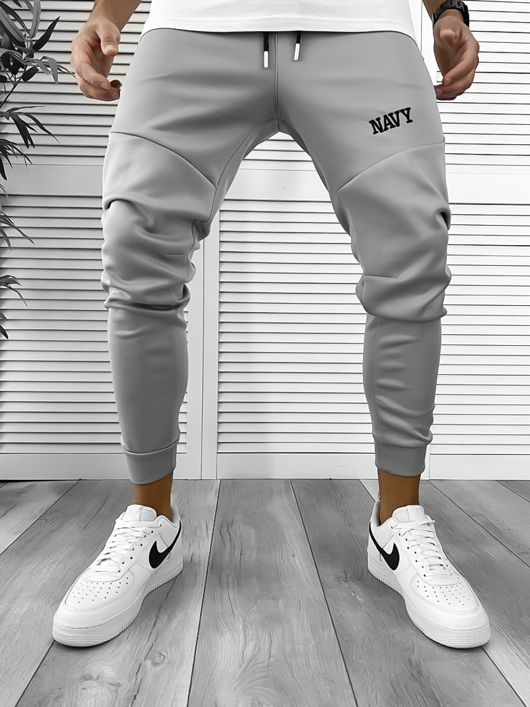 Pantaloni de trening gri silon conici 12376 19-4