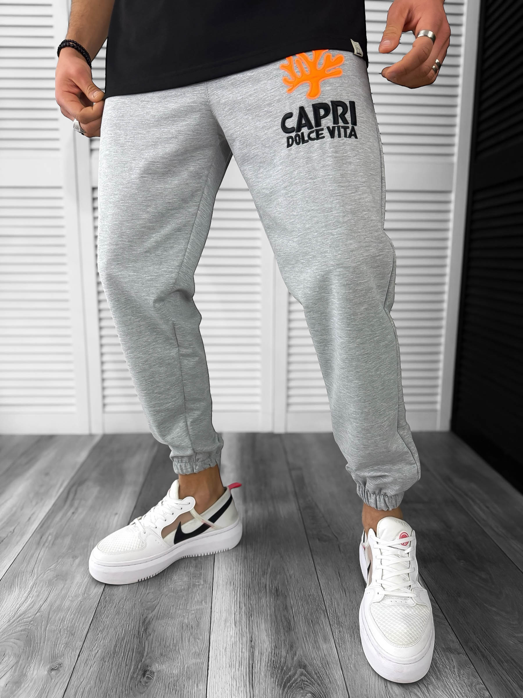 Pantaloni de trening cargo  bej   conici 12918  P20-4.1