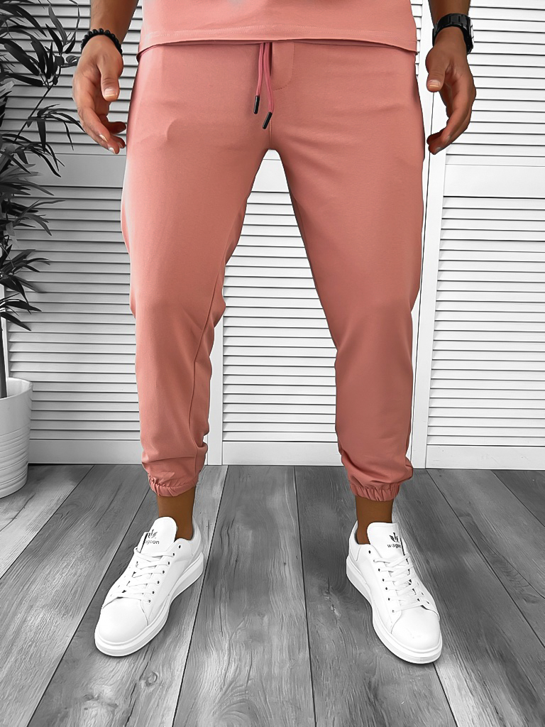 Pantaloni de trening roz conici B8032 O6-1.2