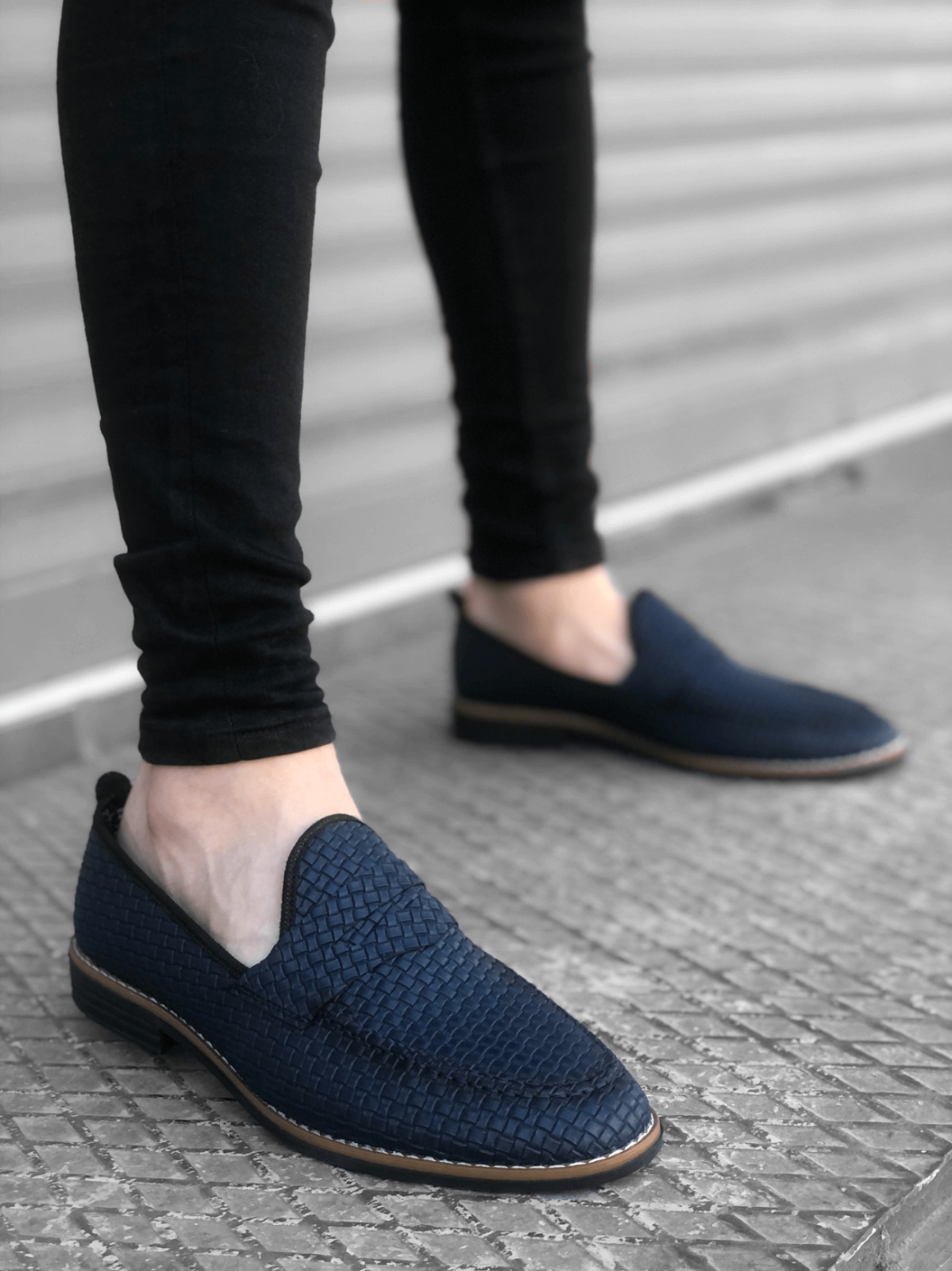 Mocasini barbati albastri  tapla subtire  piele eco  comozi 12219 N0-3