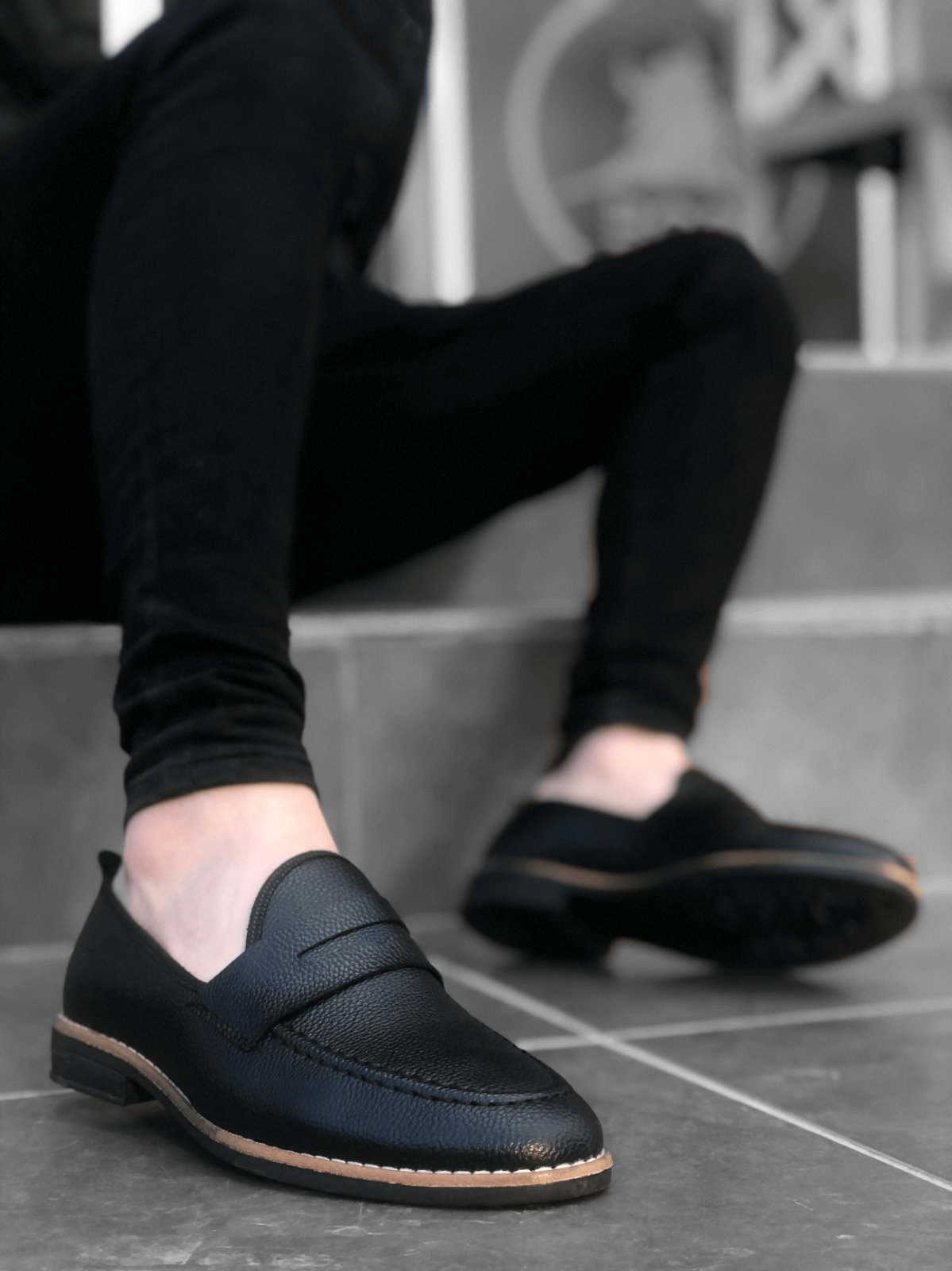 Mocasini barbati negri  tapla subtire  piele eco  comozi 12220 N1–1