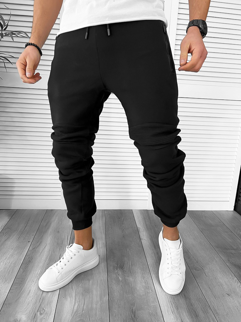 Pantaloni de trening negri conici 3581 P19-4.2